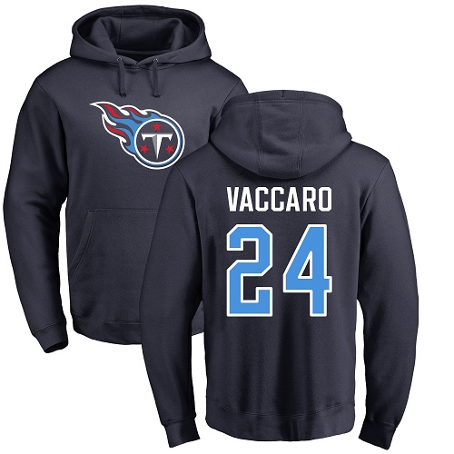 Tennessee Titans Men Navy Blue Kenny Vaccaro Name and Number Logo NFL Football 24 Pullover Hoodie Sweatshirts
